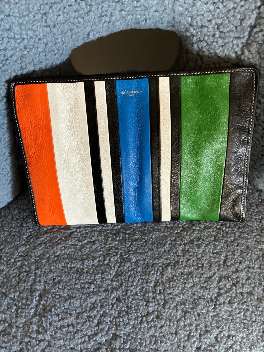 Balencianga multi stripe clutch